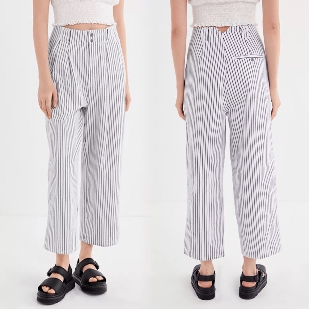 Urban Outfitters Mack Striped Pleated High Waisted Trouser Pants